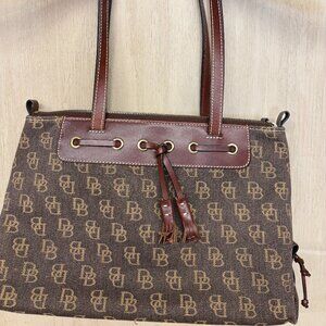 Dooney & Bourke Bags Satchel Tassel top Canvas Leather Signature Shoulder purse